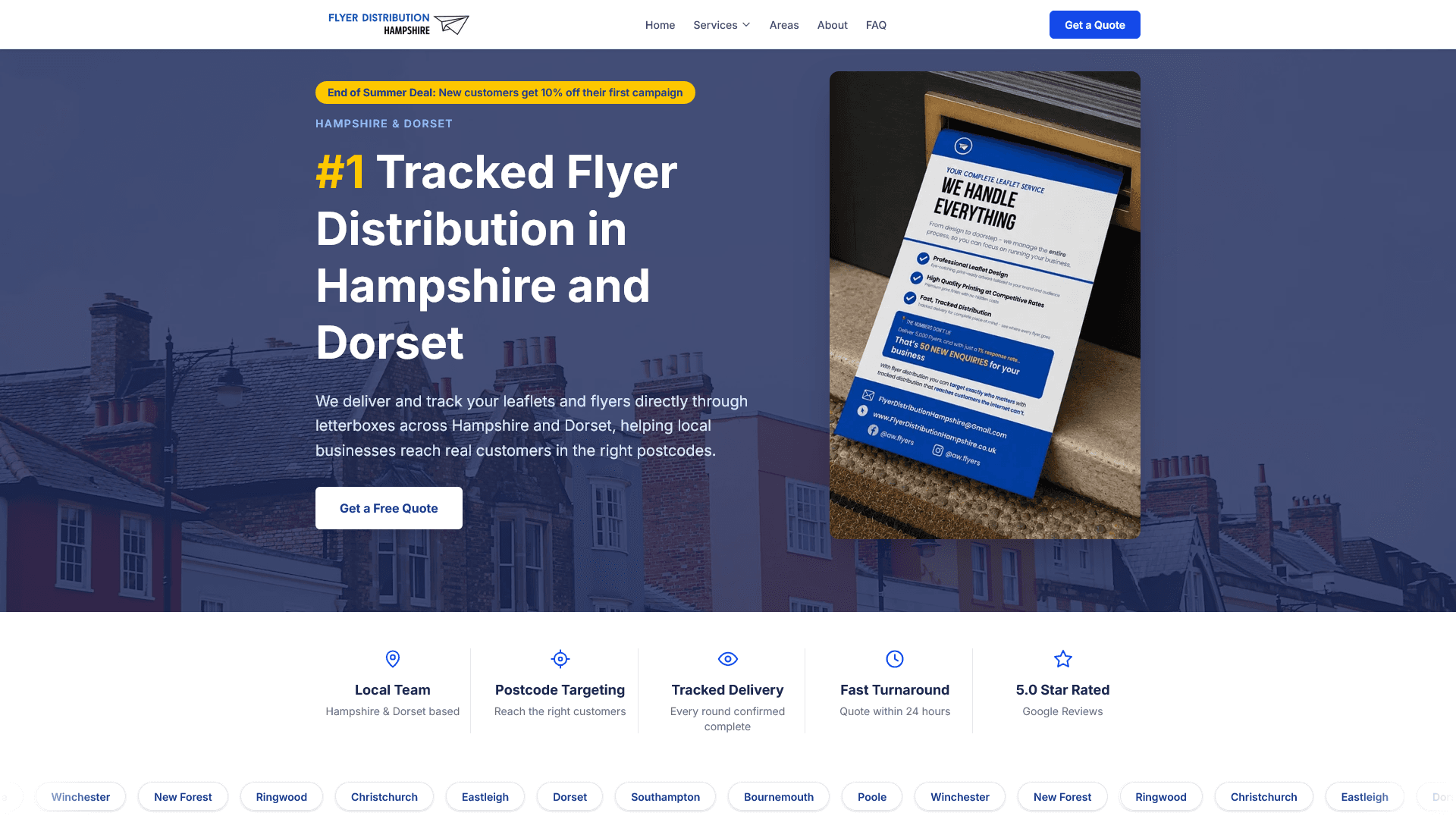 flyerdistributionhampshire.co.uk desktop view