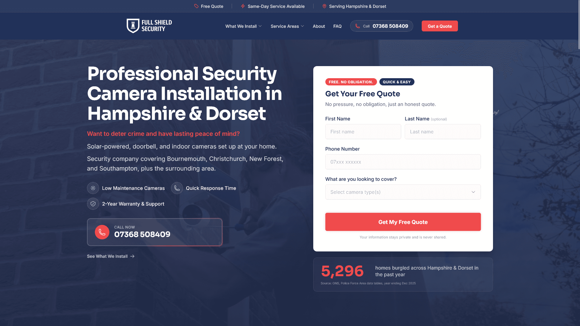 fullshieldsecurity.co.uk desktop view